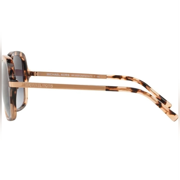 MICHAEL KORS 57MM PINK TORTOISE SUNGLASSES ADRIANNA II LIGHT GREY GRADIENT LENS - Picture 8 of 12